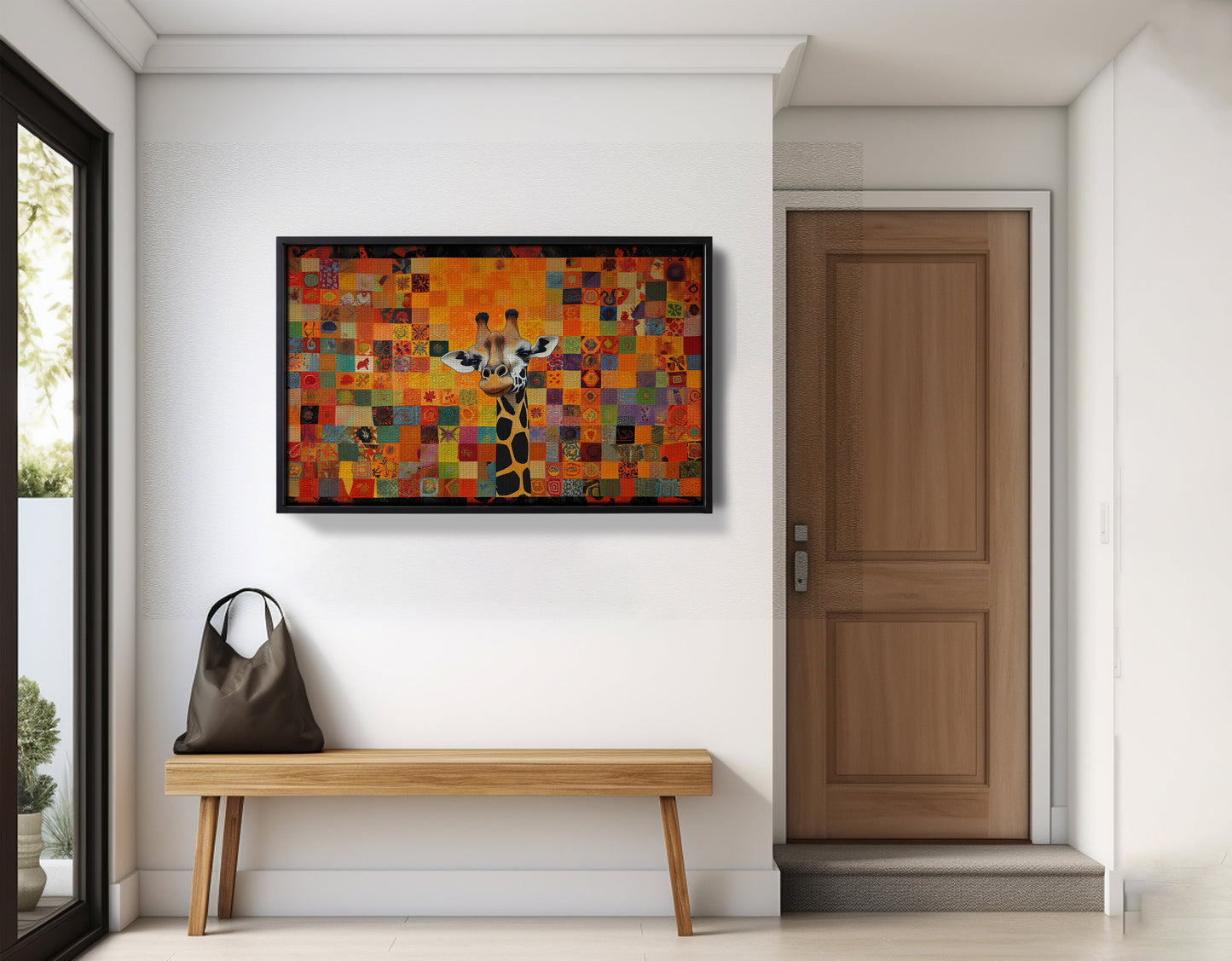 Colorful Giraffe Pattern African American canvas print view 29
