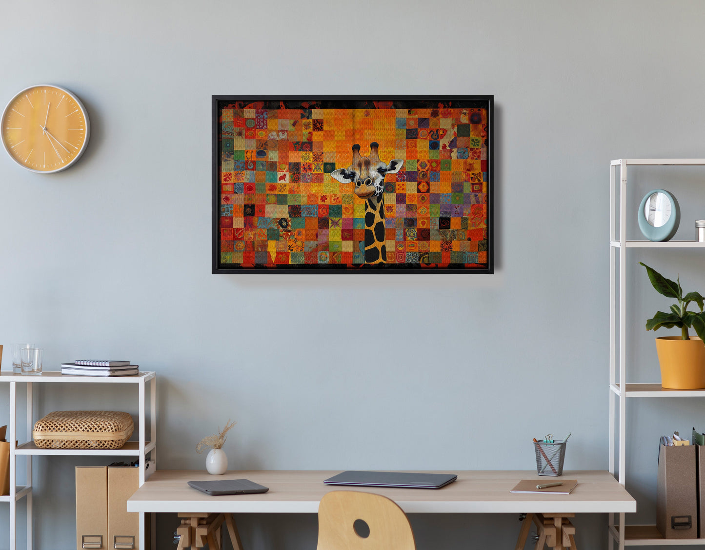 Colorful Giraffe Pattern African American canvas print view 30