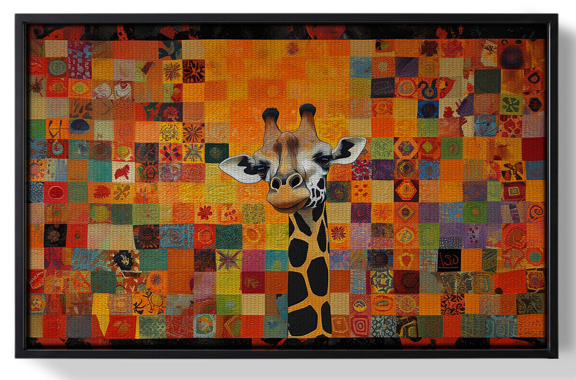 Framed Colorful Giraffe Pattern African American canvas print for home decor