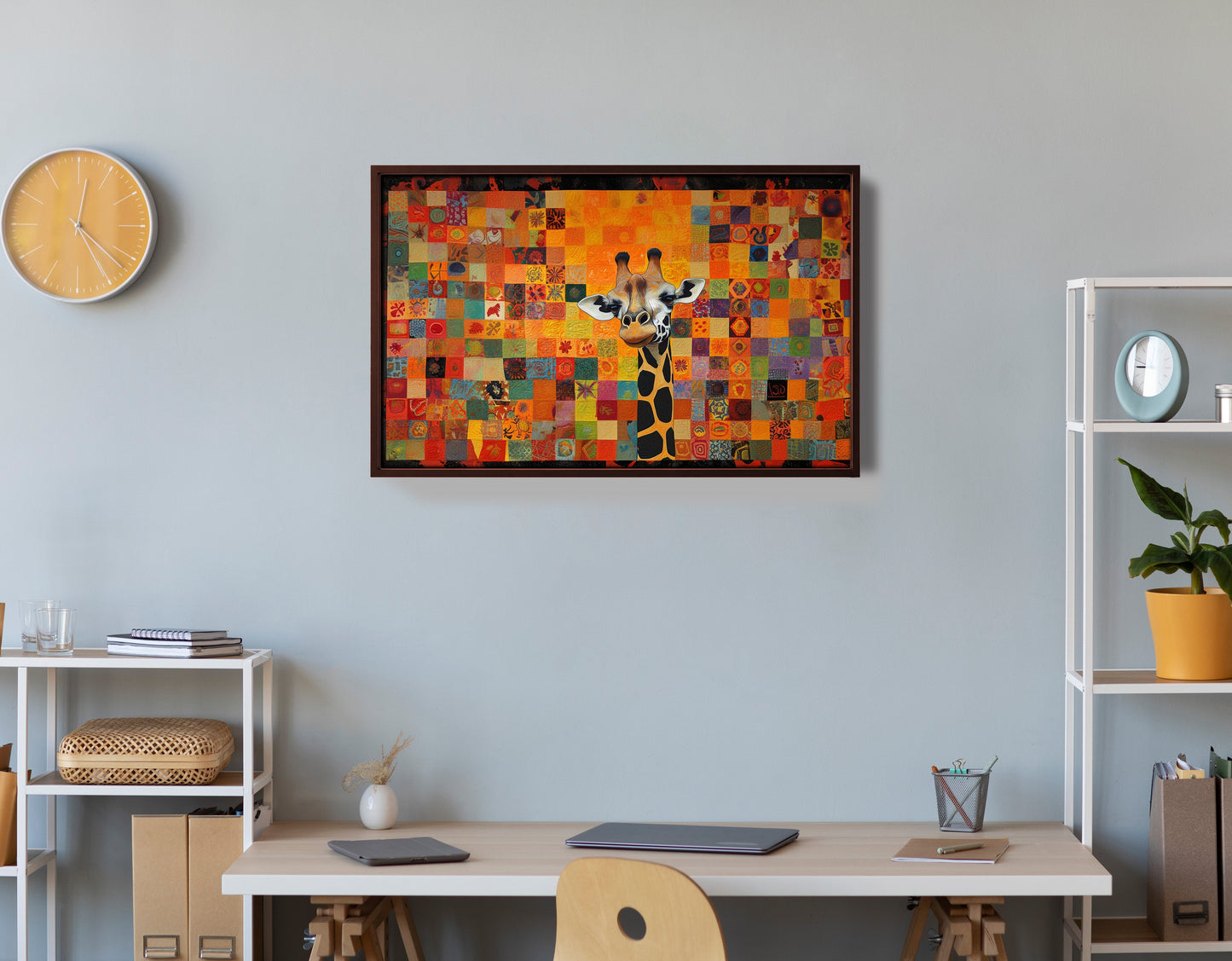 Colorful Giraffe Pattern African American canvas print view 36