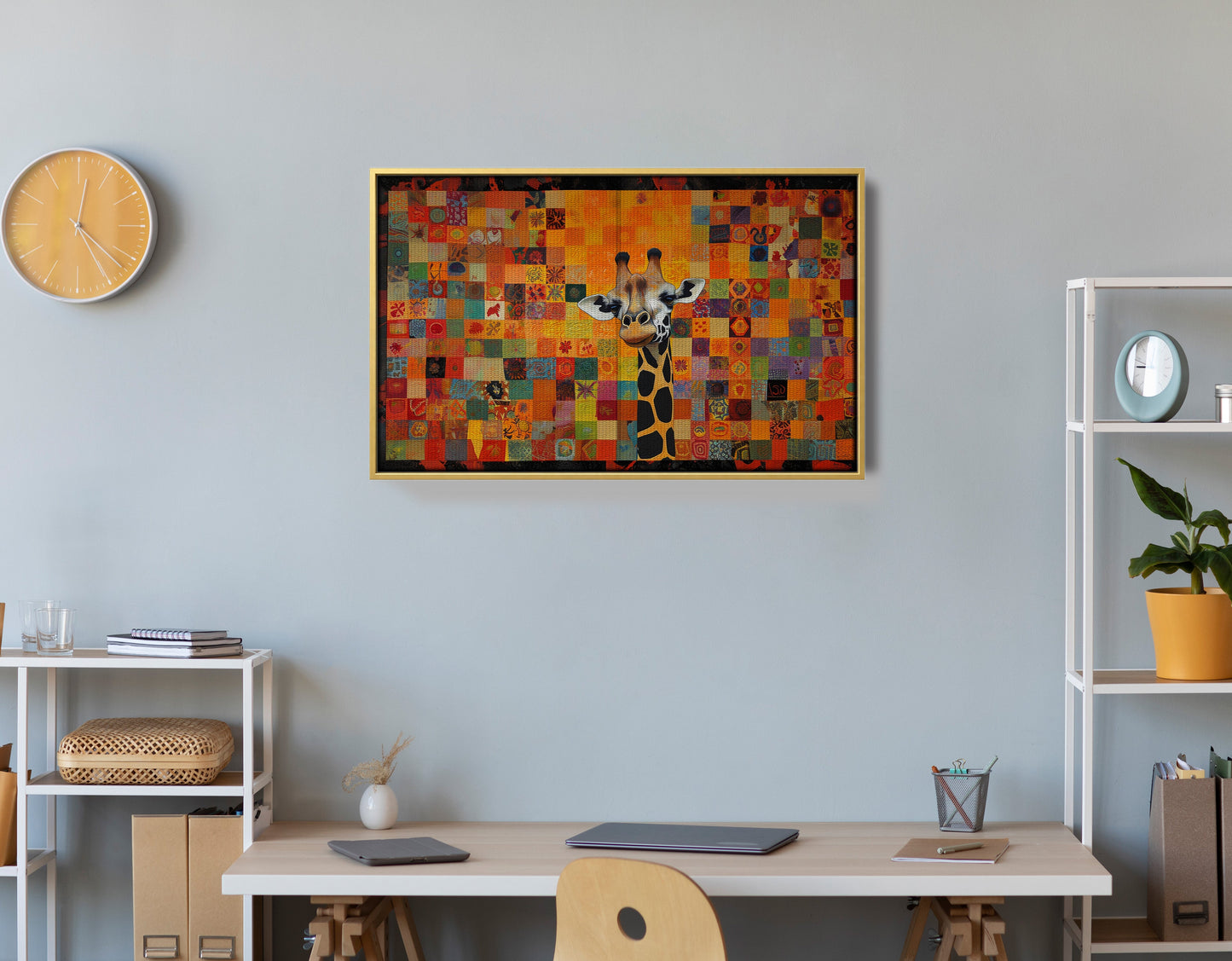 Colorful Giraffe Pattern African American canvas print view 42