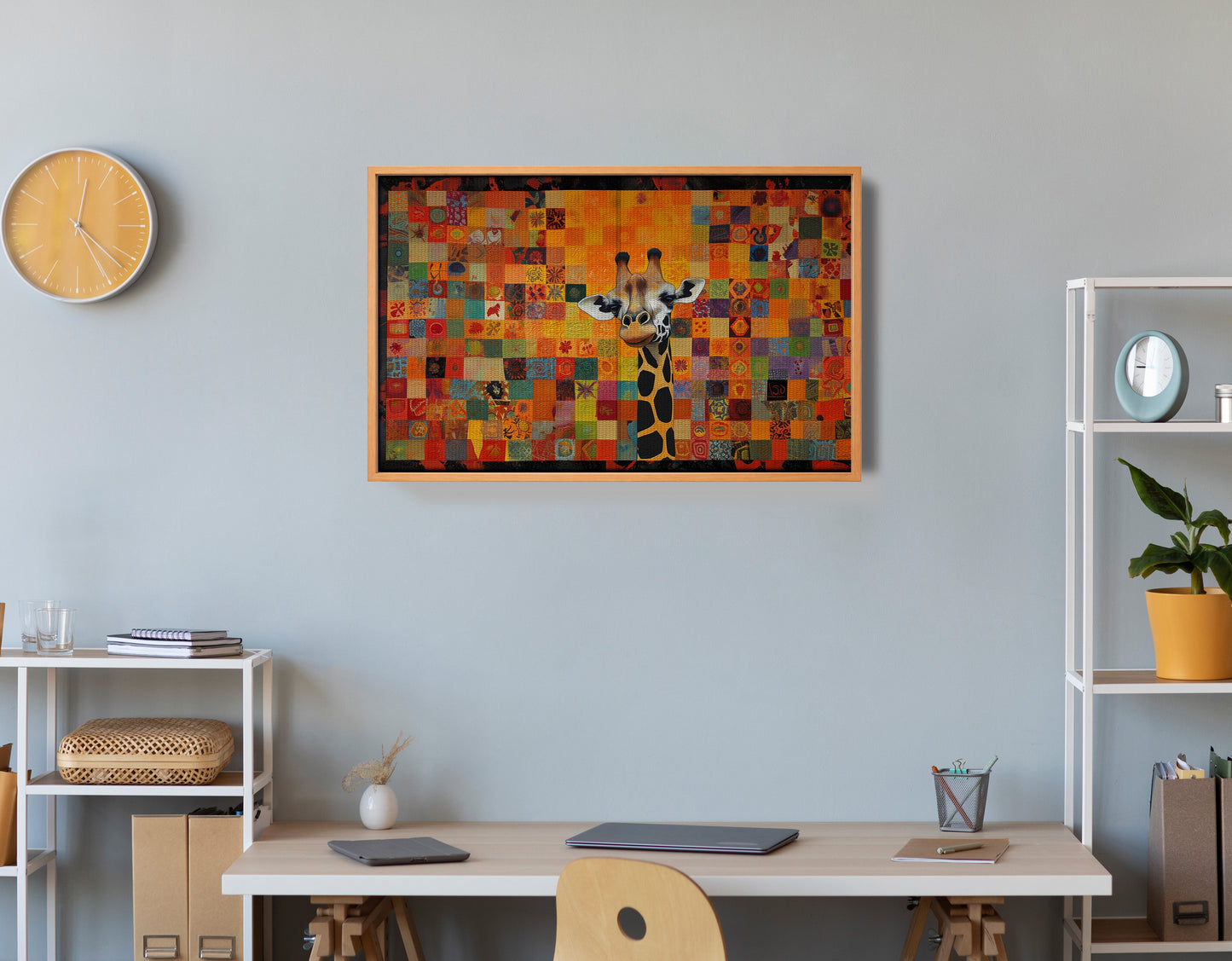 Colorful Giraffe Pattern African American canvas print view 48