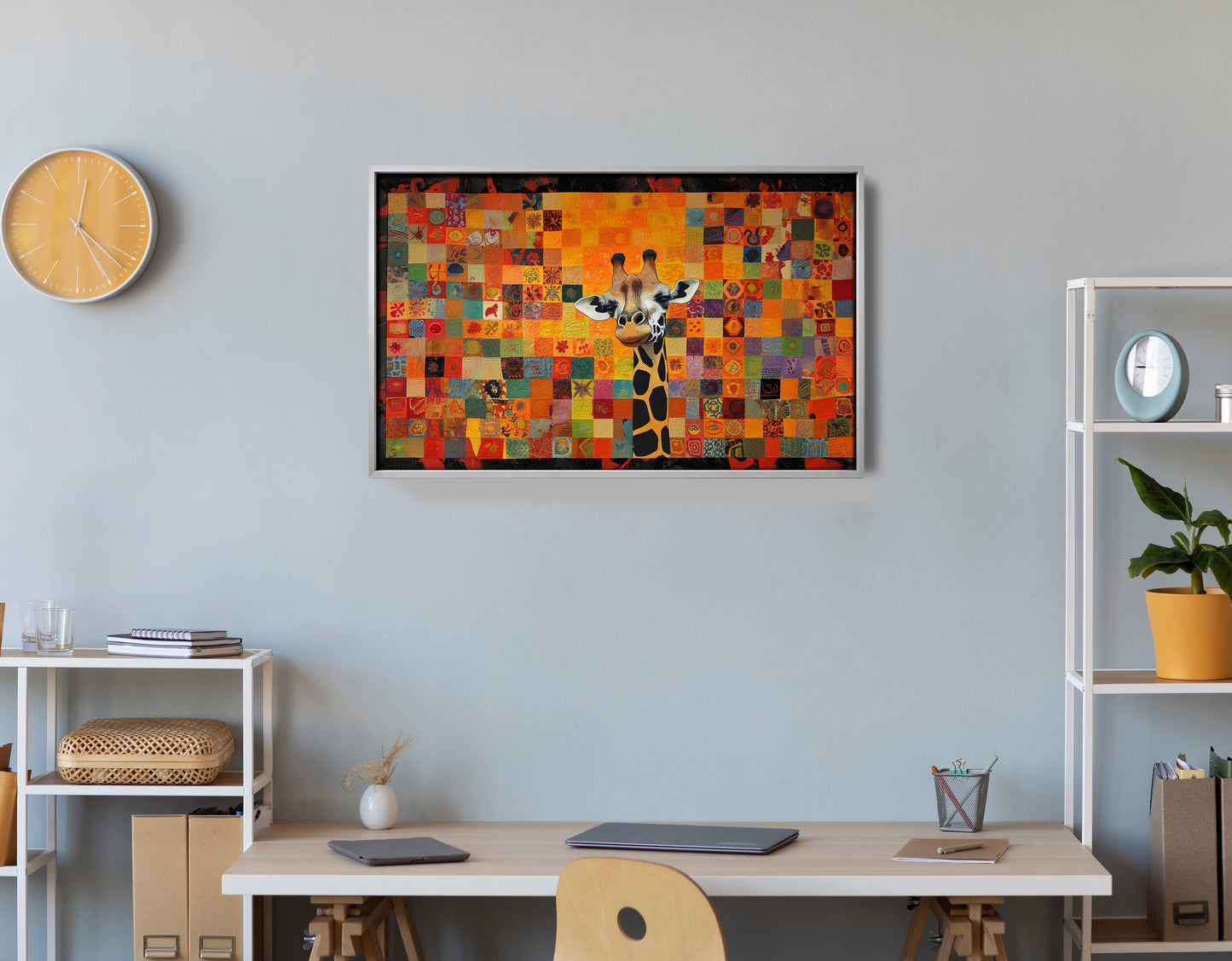 Colorful Giraffe Pattern African American canvas print view 60