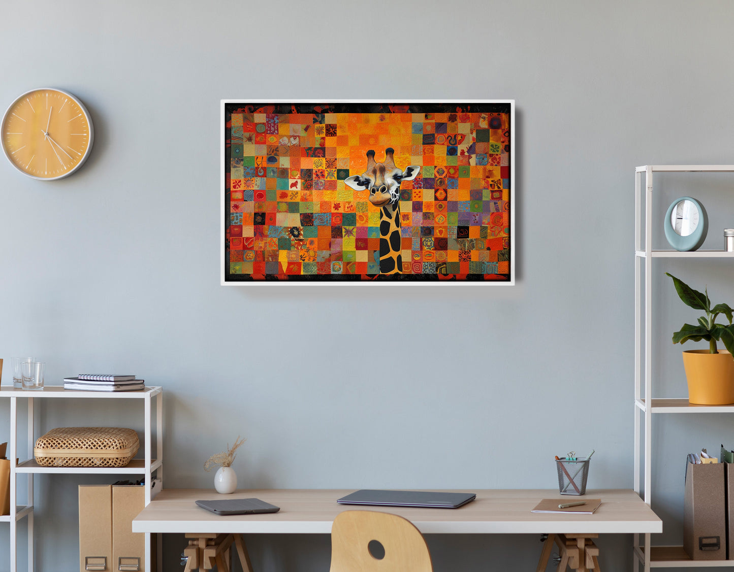 Colorful Giraffe Pattern African American canvas print view 66