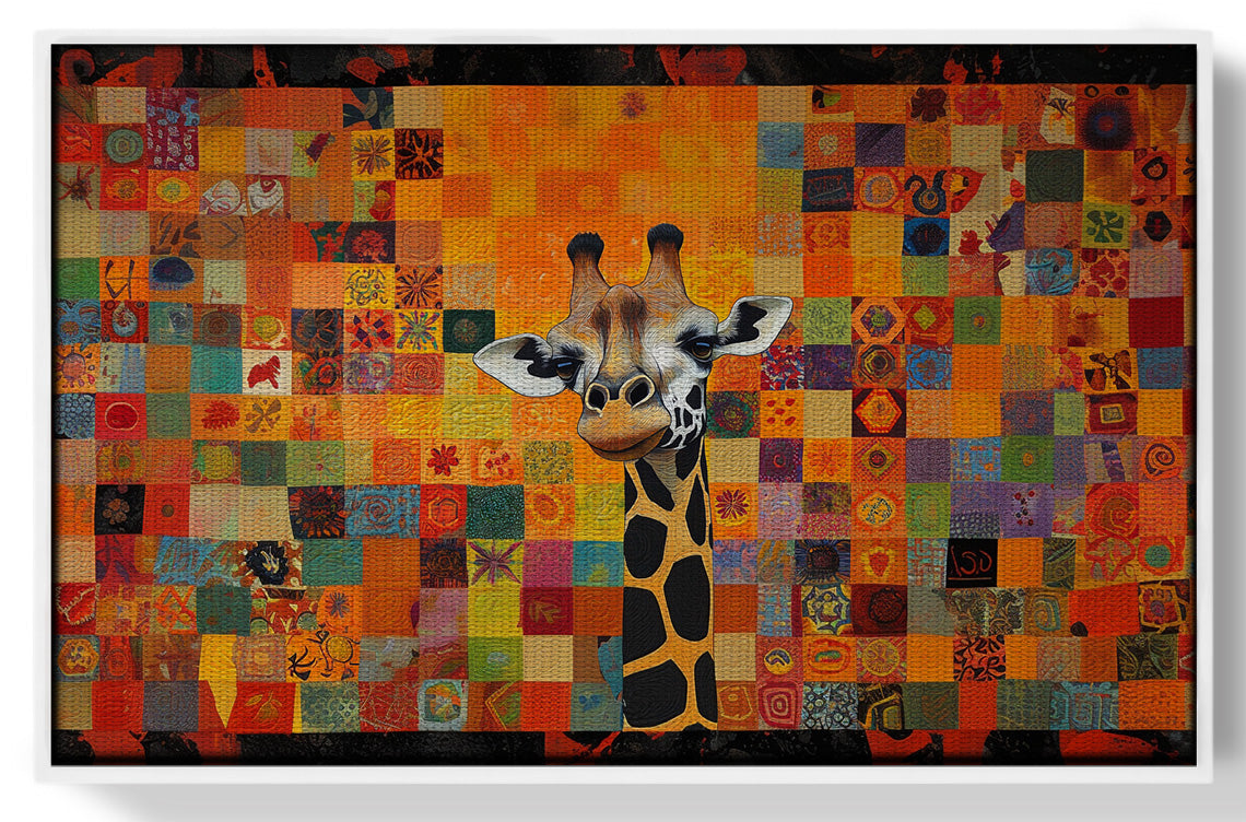 Colorful Giraffe Pattern African American canvas print view 61