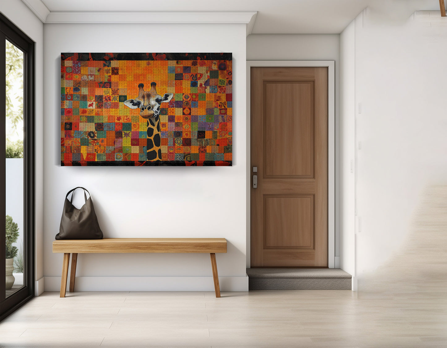 Colorful Giraffe Pattern African American canvas print view 17