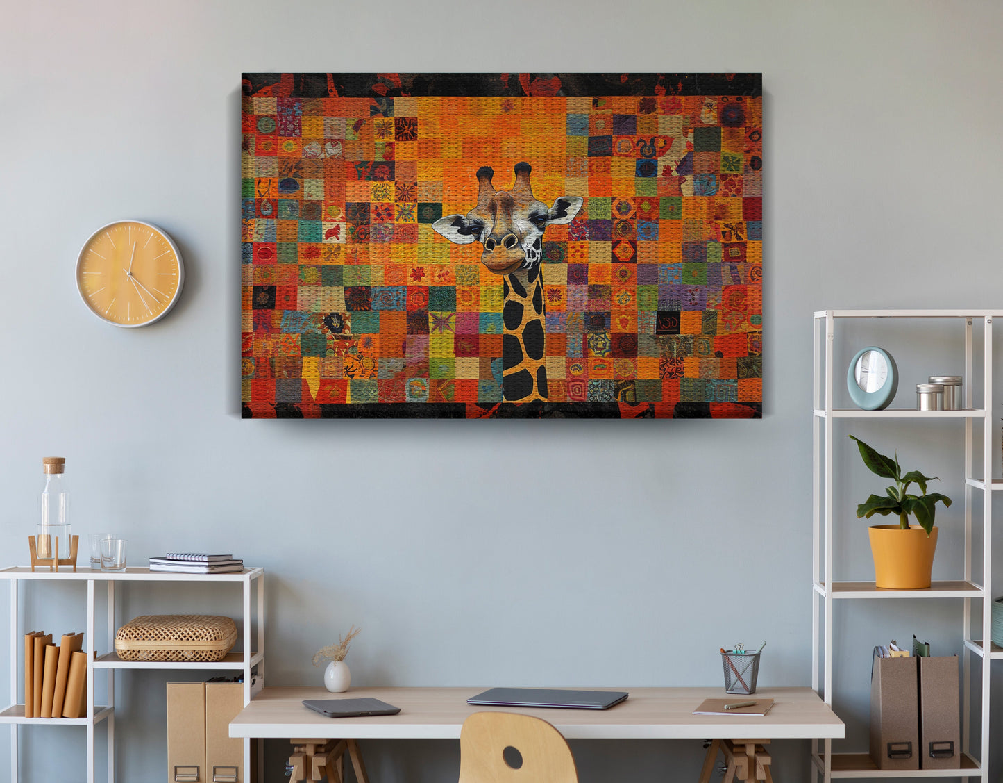 Colorful Giraffe Pattern African American canvas print view 18
