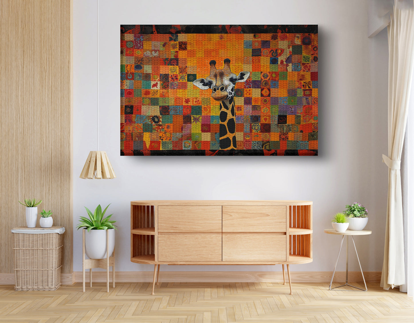 Colorful Giraffe Pattern African American canvas print view 14