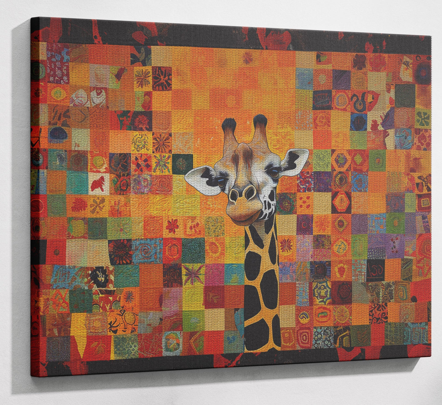 Colorful Giraffe Pattern African American canvas print view 13