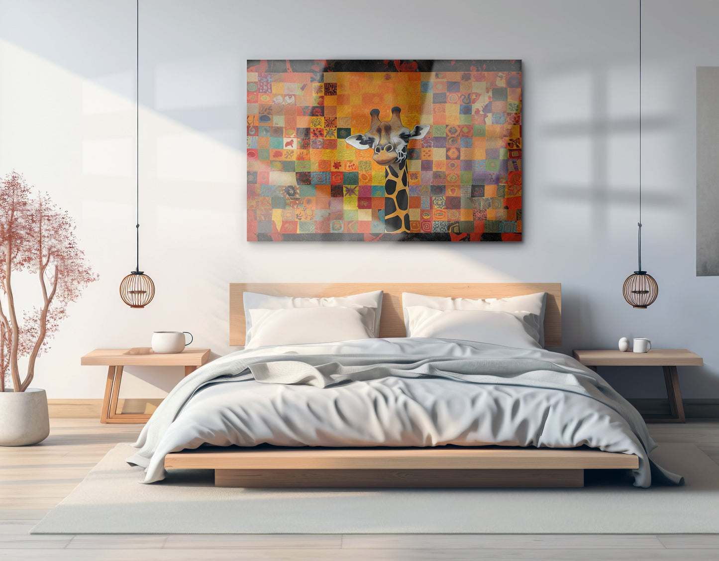 Colorful Giraffe Pattern African American canvas print view 21