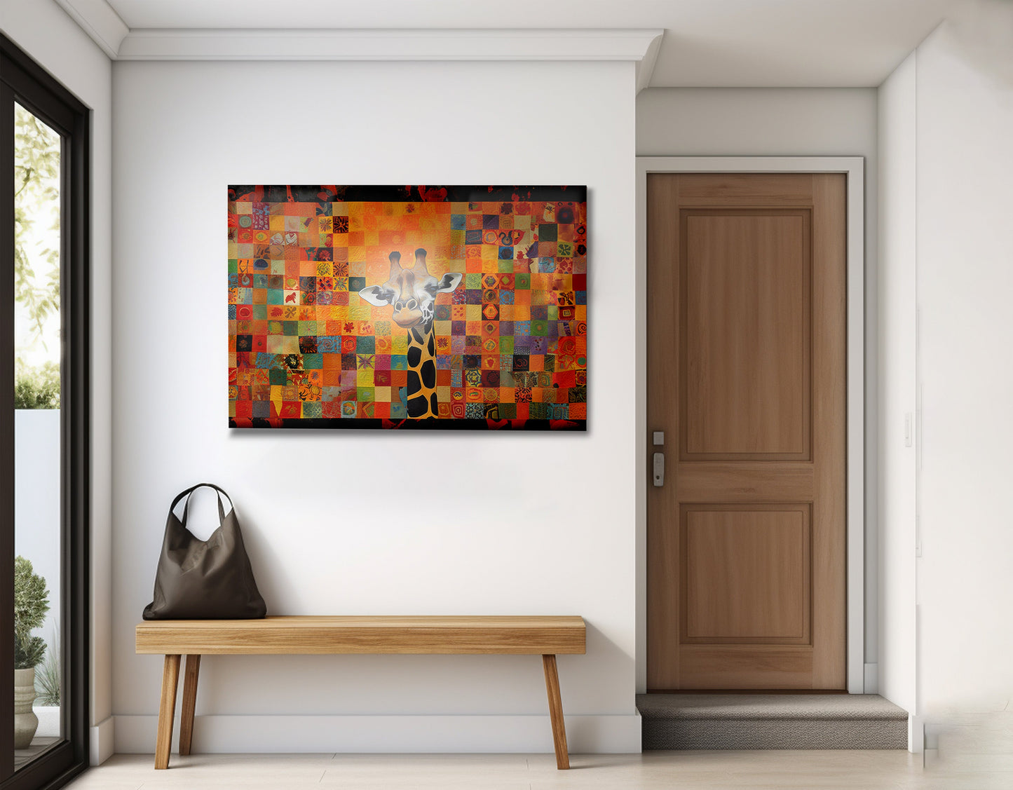 Colorful Giraffe Pattern African American canvas print view 23