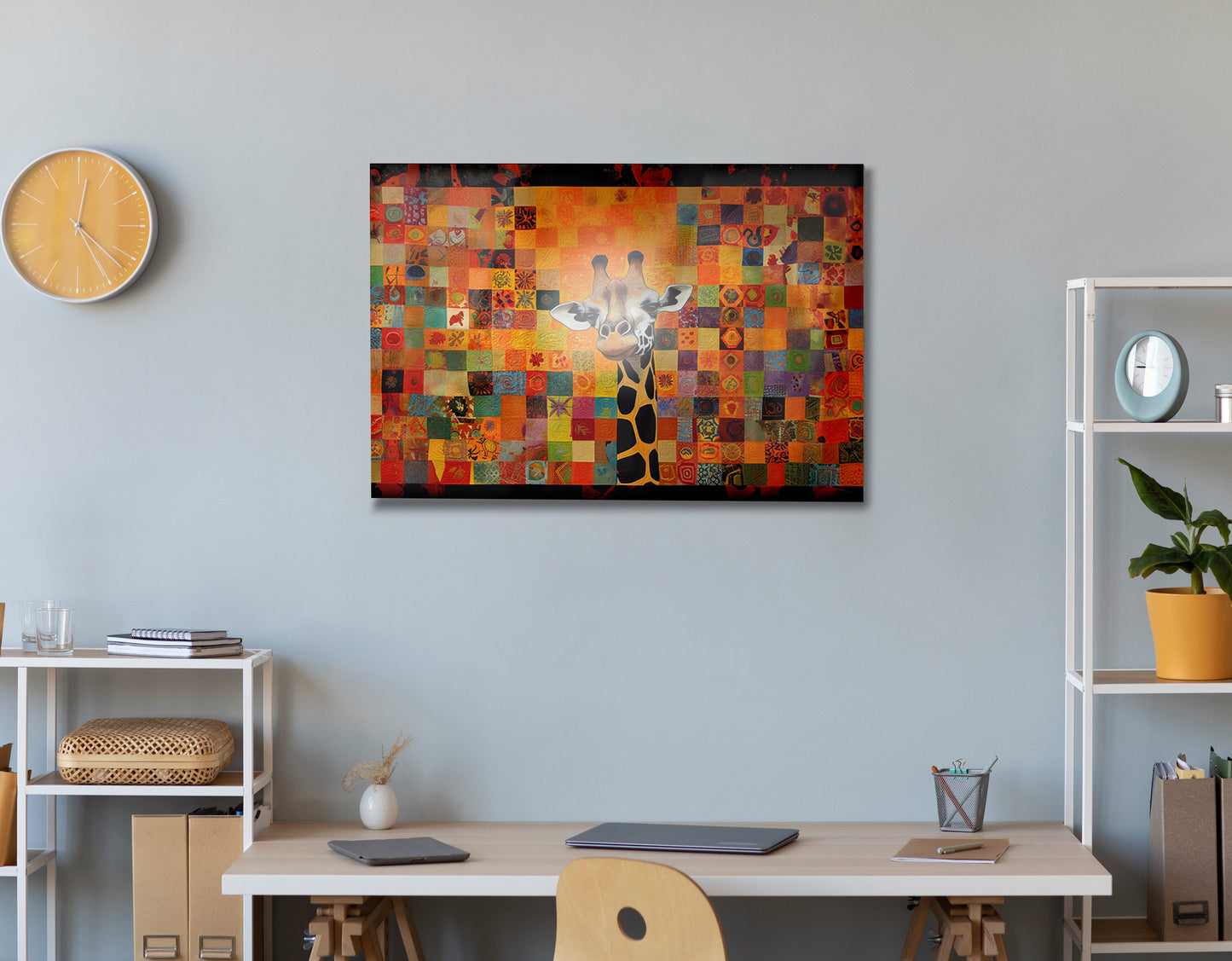 Colorful Giraffe Pattern African American canvas print view 24