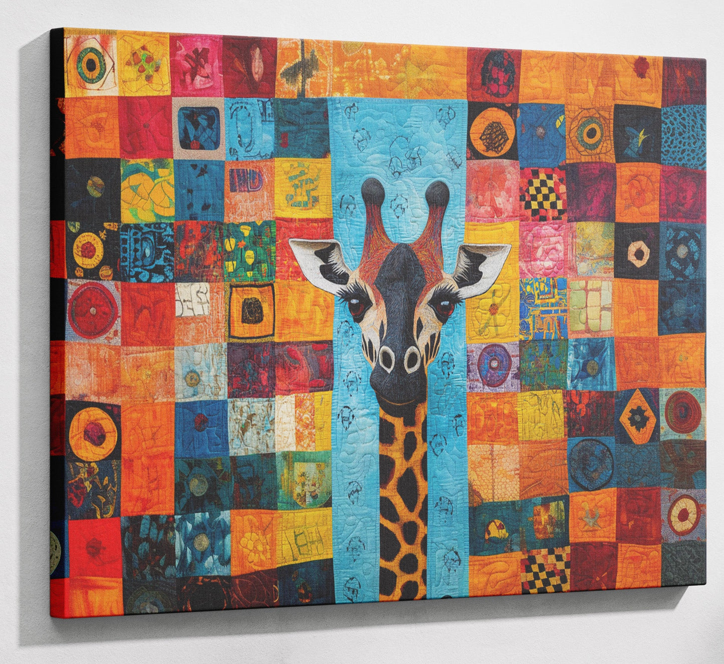 Bright Patchwork Giraffe Black African American canvas print canvas print with visible wall art format
