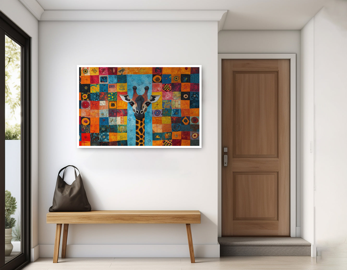 Bright Patchwork Giraffe Black African American canvas print home decor view