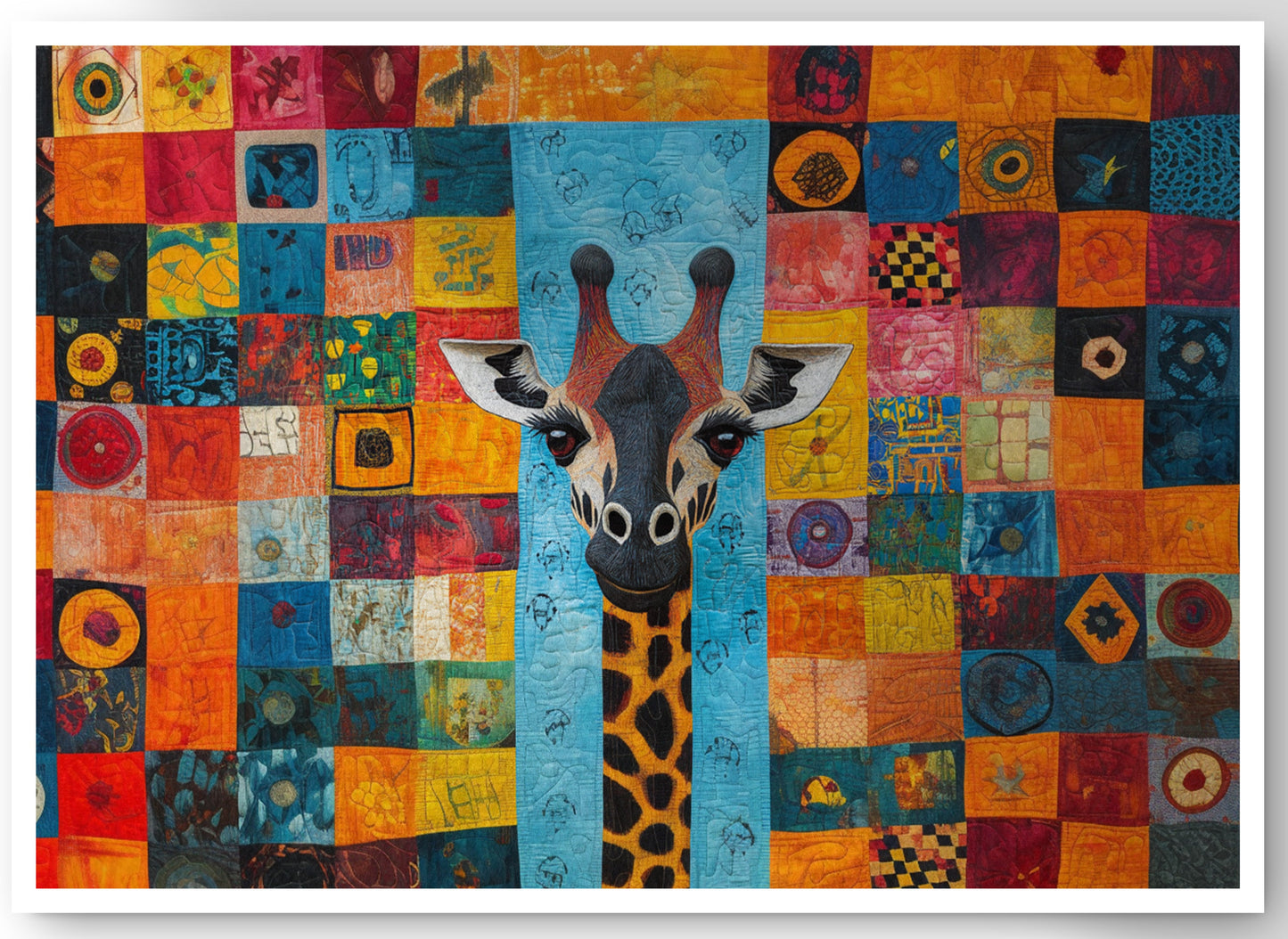 Bright Patchwork Giraffe Black African American canvas print by MoomZee Artwork