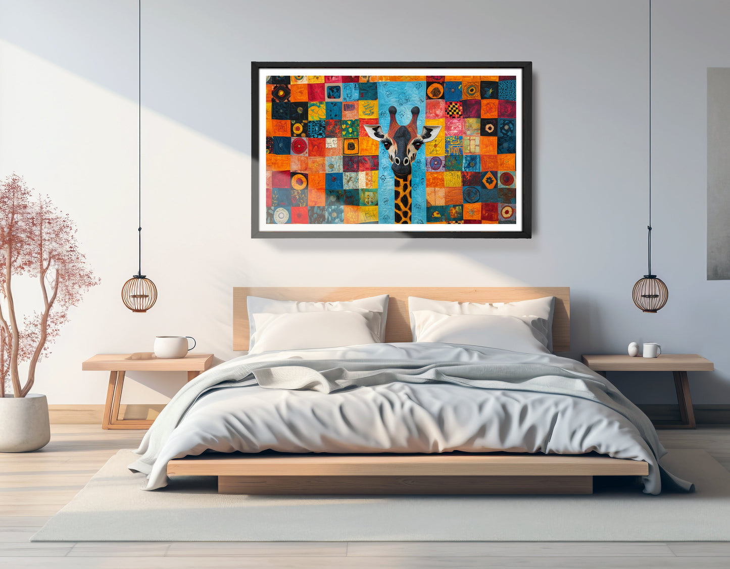 Bright Patchwork Giraffe Black African American canvas print view 69