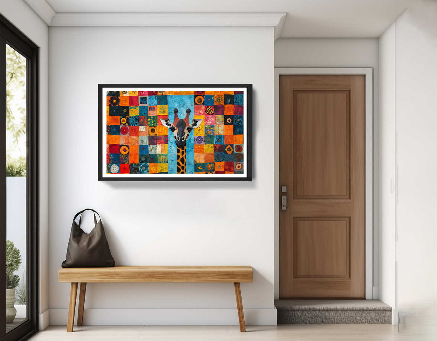 Bright Patchwork Giraffe Black African American canvas print view 71