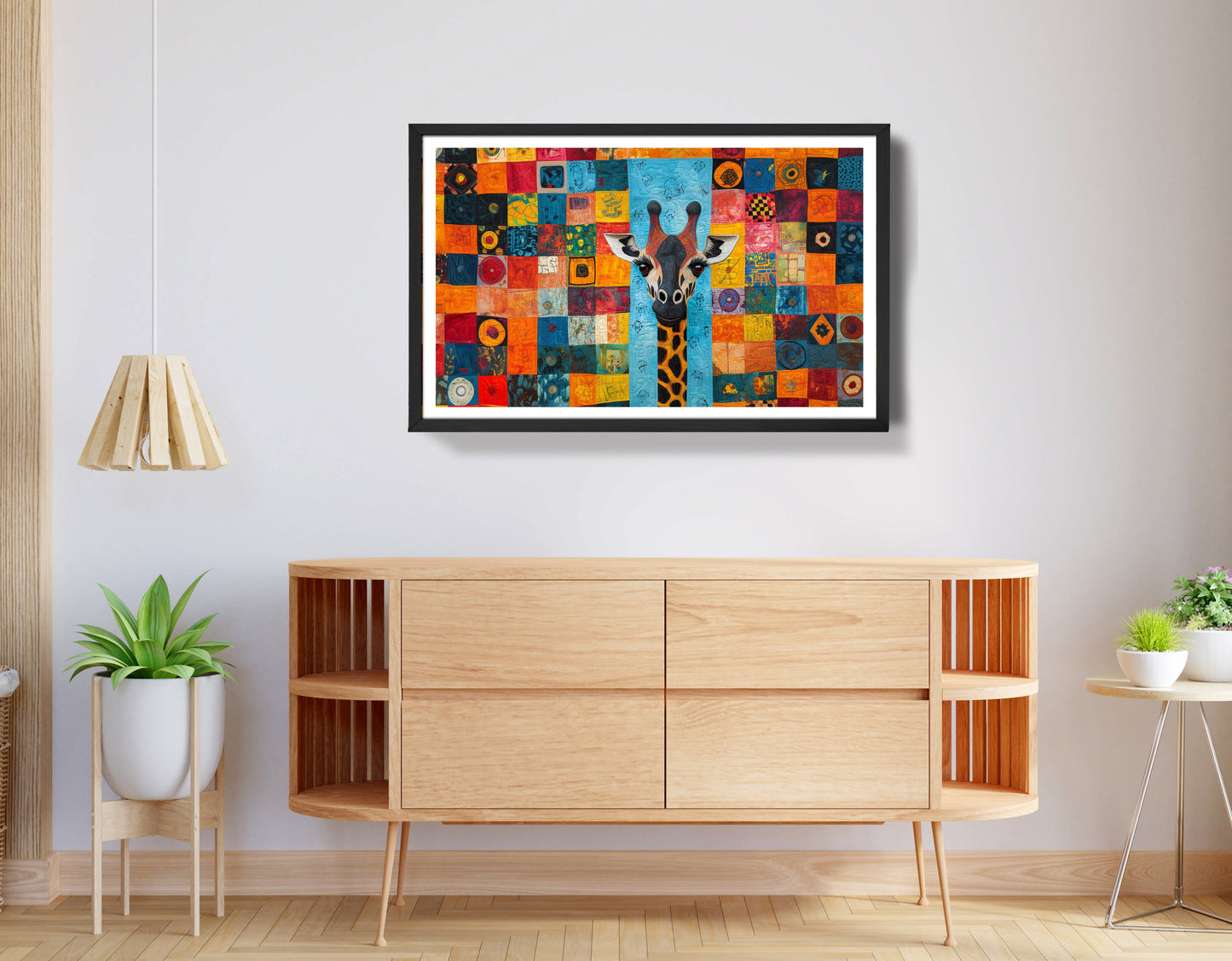 Bright Patchwork Giraffe Black African American canvas print view 68