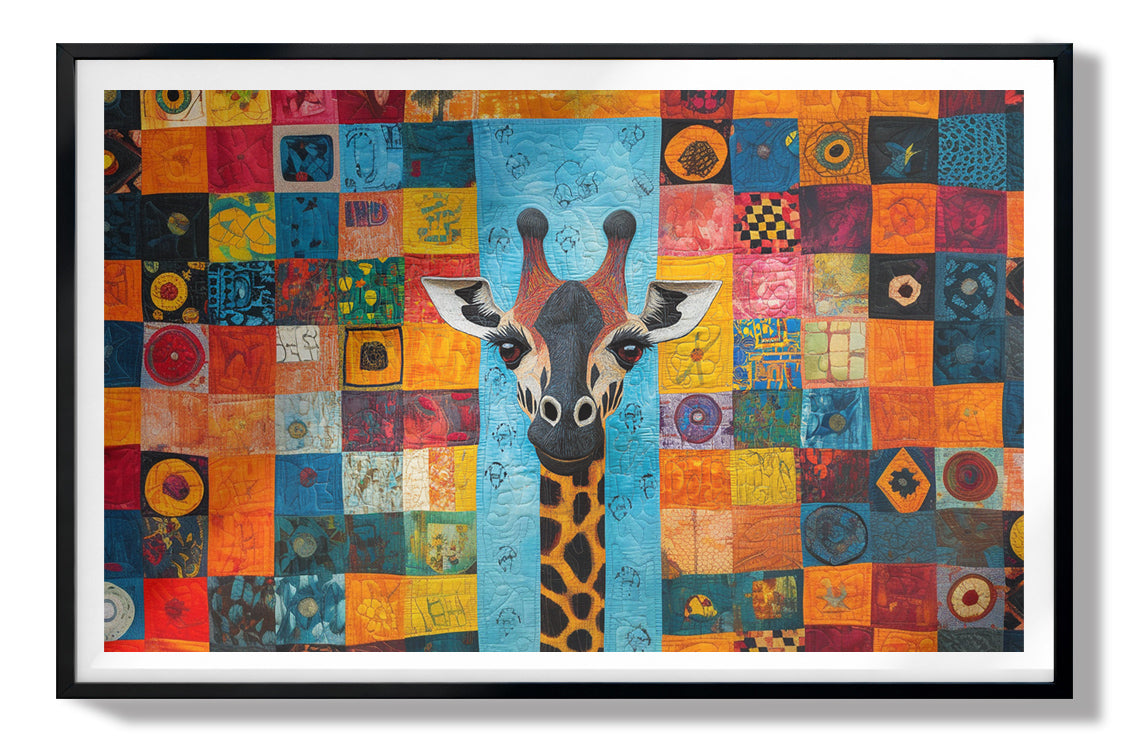 Bright Patchwork Giraffe Black African American canvas print view 67