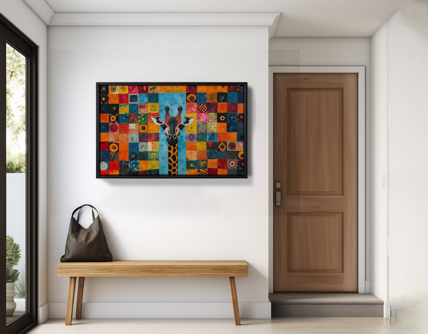 Bright Patchwork Giraffe Black African American canvas print view 29