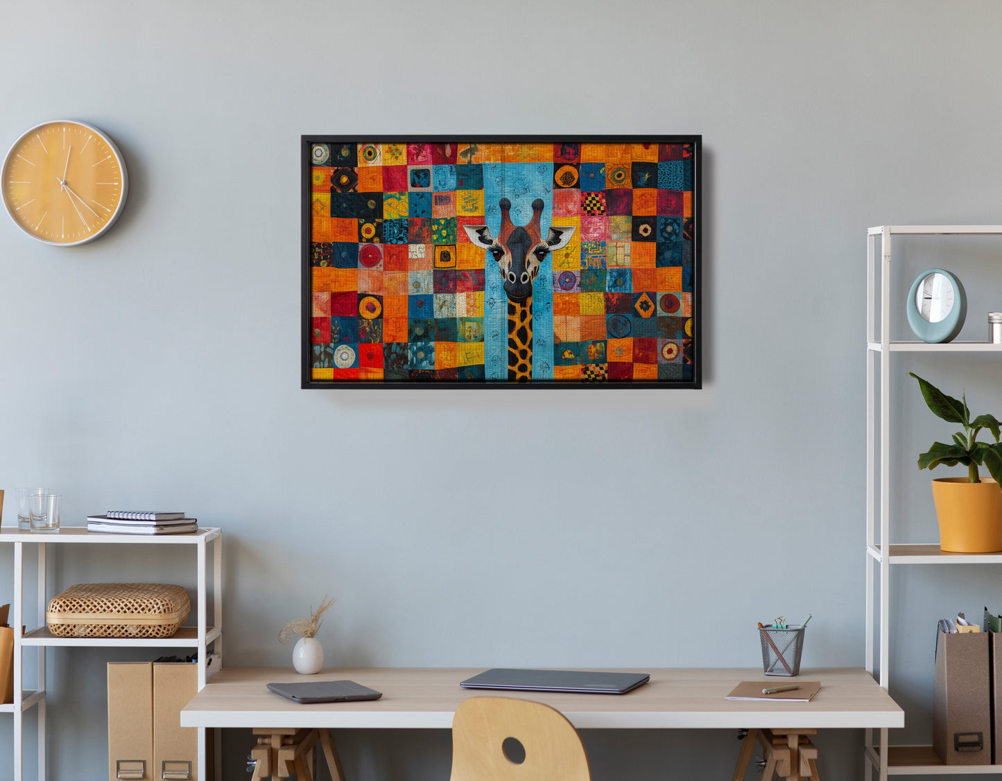Bright Patchwork Giraffe Black African American canvas print view 30