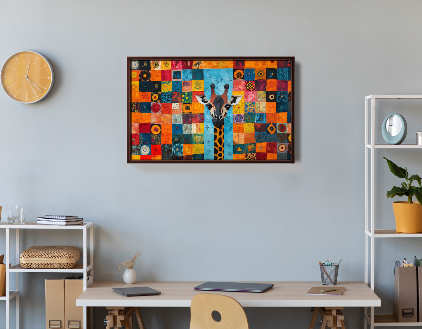 Bright Patchwork Giraffe Black African American canvas print view 36