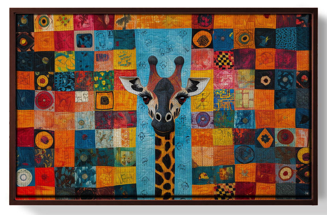 Bright Patchwork Giraffe Black African American canvas print view 31