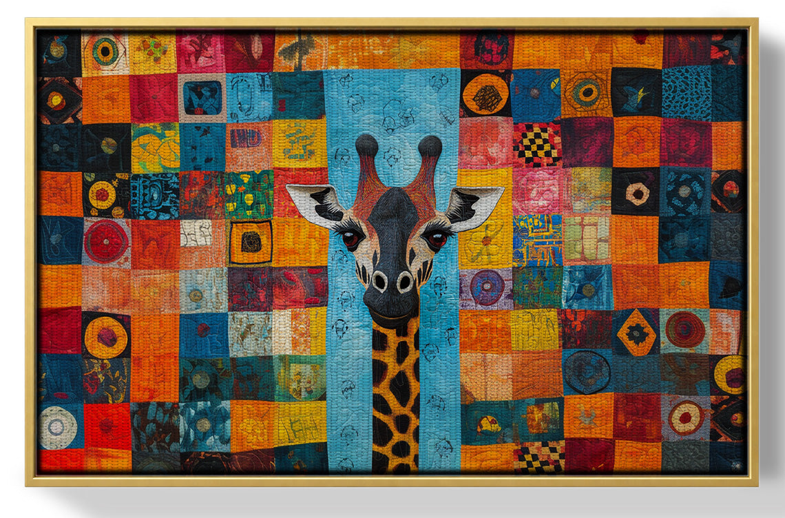 Bright Patchwork Giraffe Black African American canvas print view 37