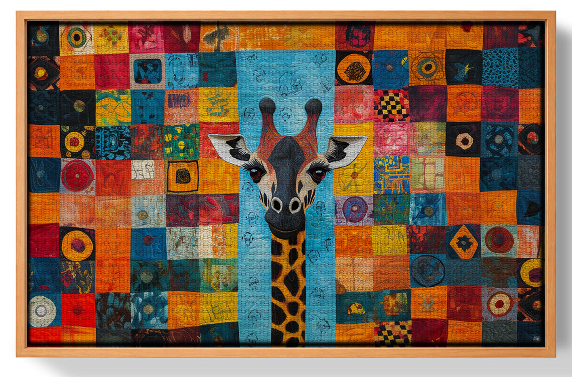 Bright Patchwork Giraffe Black African American canvas print view 43