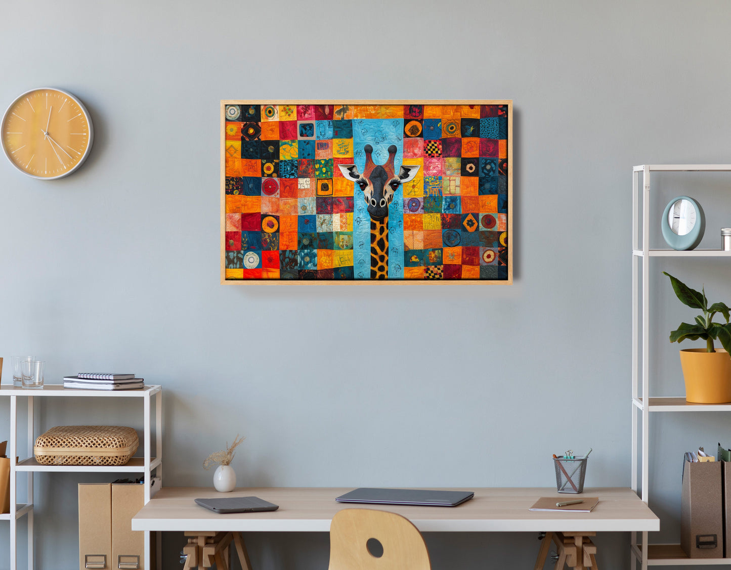 Bright Patchwork Giraffe Black African American canvas print view 54