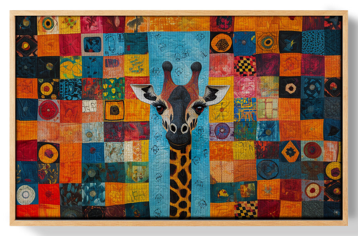 Bright Patchwork Giraffe Black African American canvas print view 49