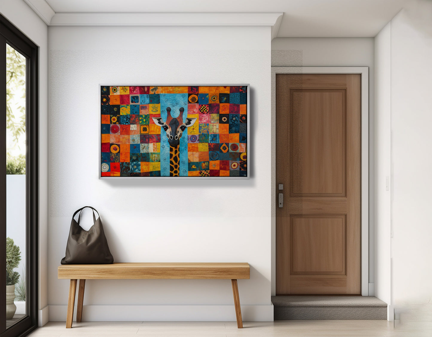 Bright Patchwork Giraffe Black African American canvas print view 59
