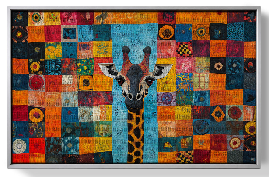 Bright Patchwork Giraffe Black African American canvas print view 55