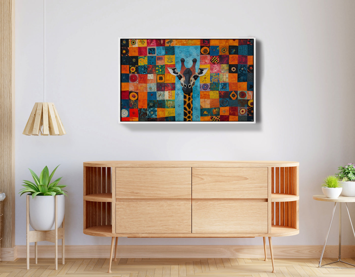 Bright Patchwork Giraffe Black African American canvas print view 62