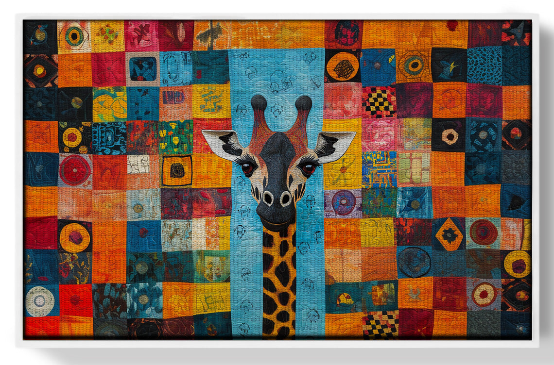Bright Patchwork Giraffe Black African American canvas print view 61
