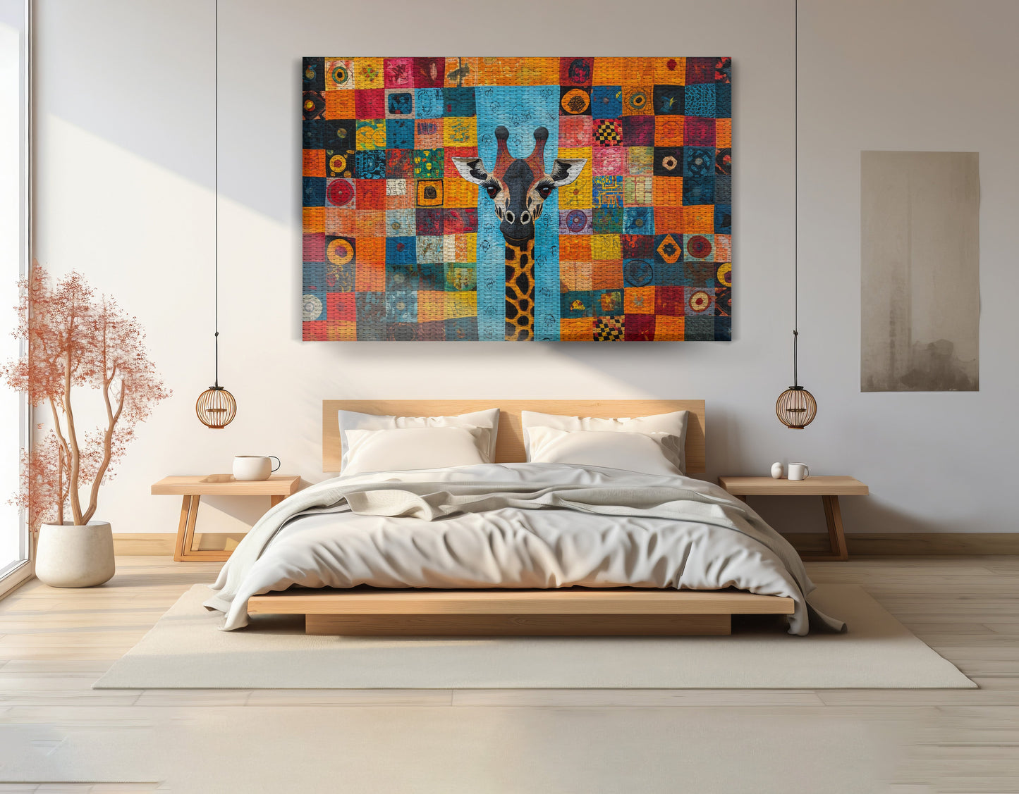 Bright Patchwork Giraffe Black African American canvas print view 15