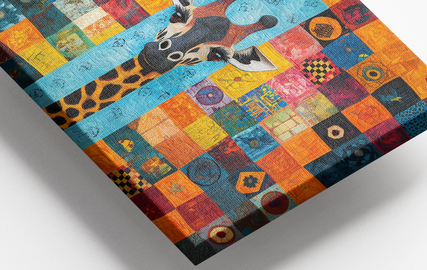 Bright Patchwork Giraffe Black African American canvas print view 16