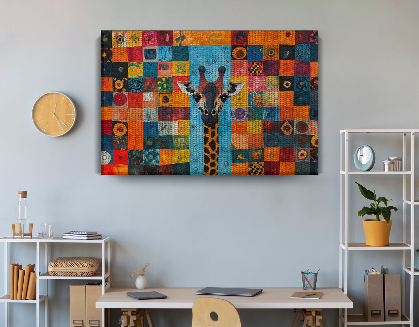 Bright Patchwork Giraffe Black African American canvas print view 18