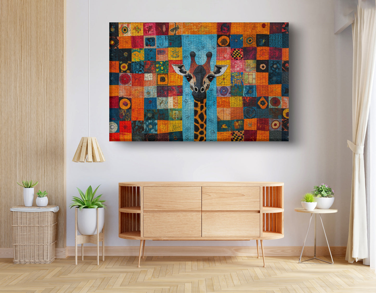 Bright Patchwork Giraffe Black African American canvas print view 14