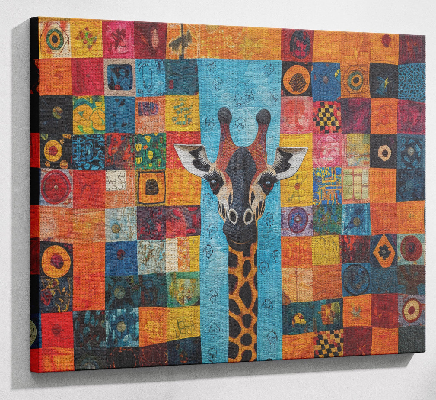 Bright Patchwork Giraffe Black African American canvas print view 13