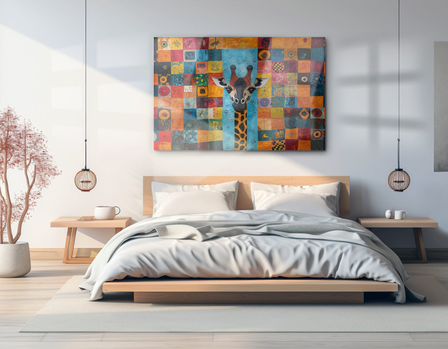 Bright Patchwork Giraffe Black African American canvas print view 21