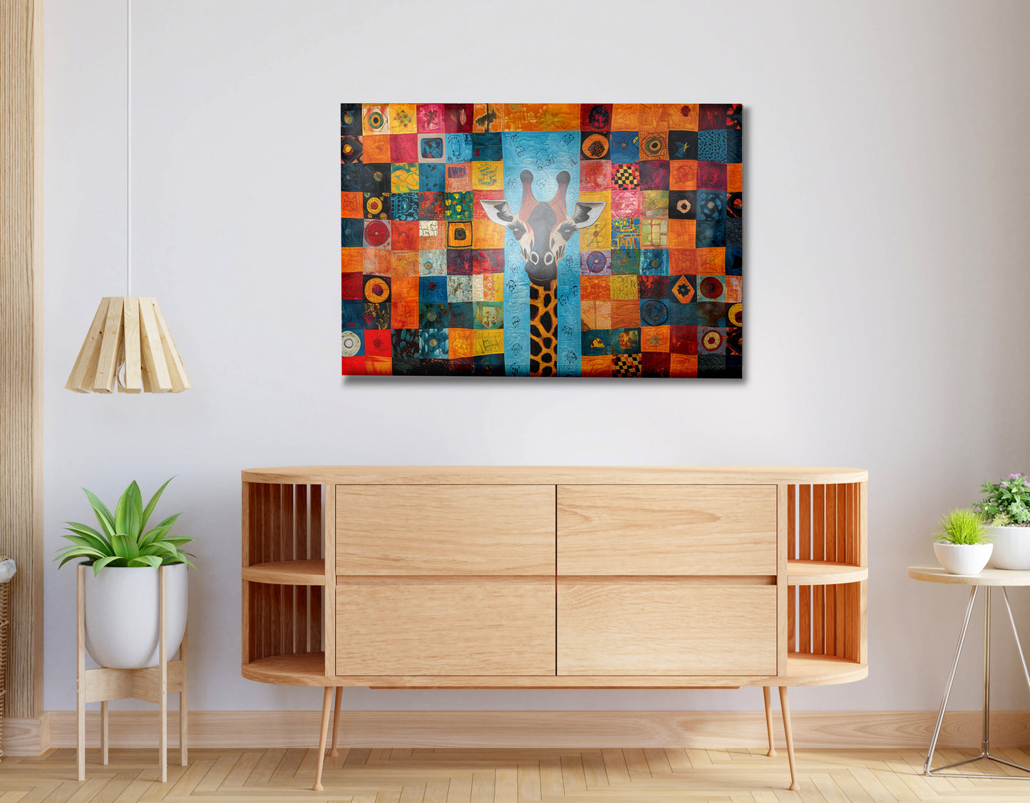 Bright Patchwork Giraffe Black African American canvas print view 20