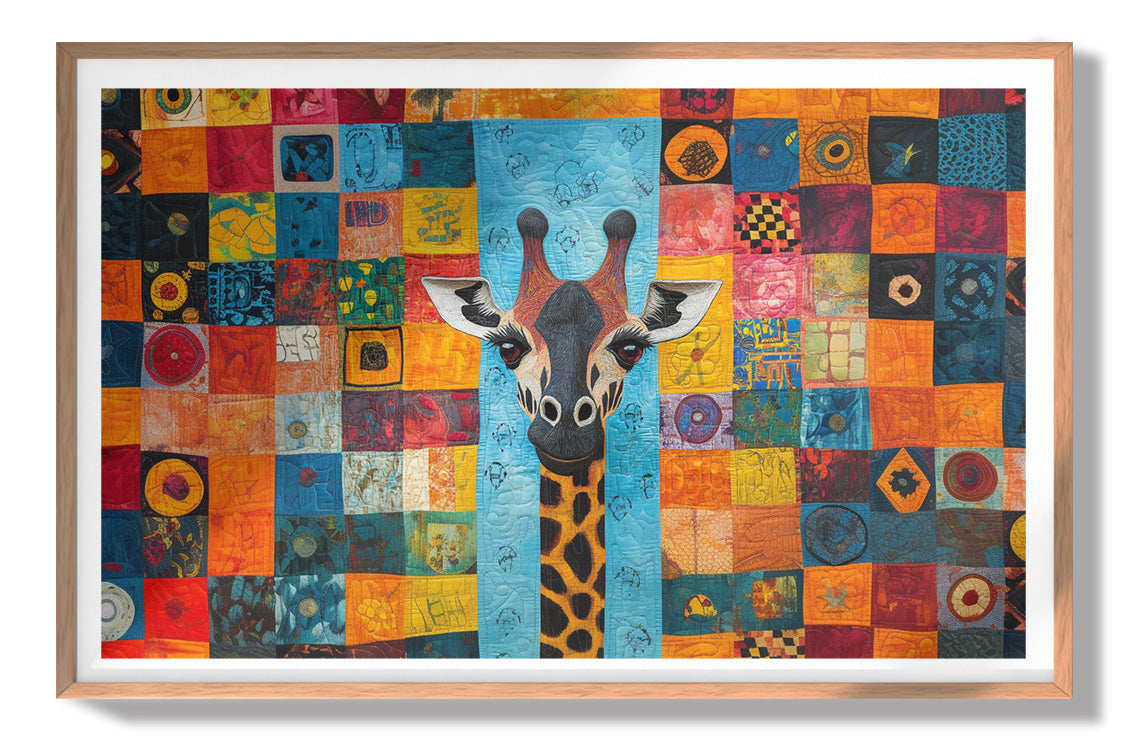 Bright Patchwork Giraffe Black African American canvas print view 79