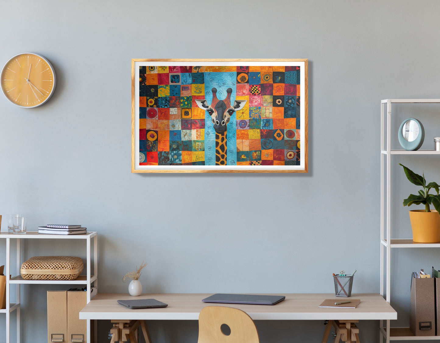 Patchwork Giraffe African American canvas print view 78