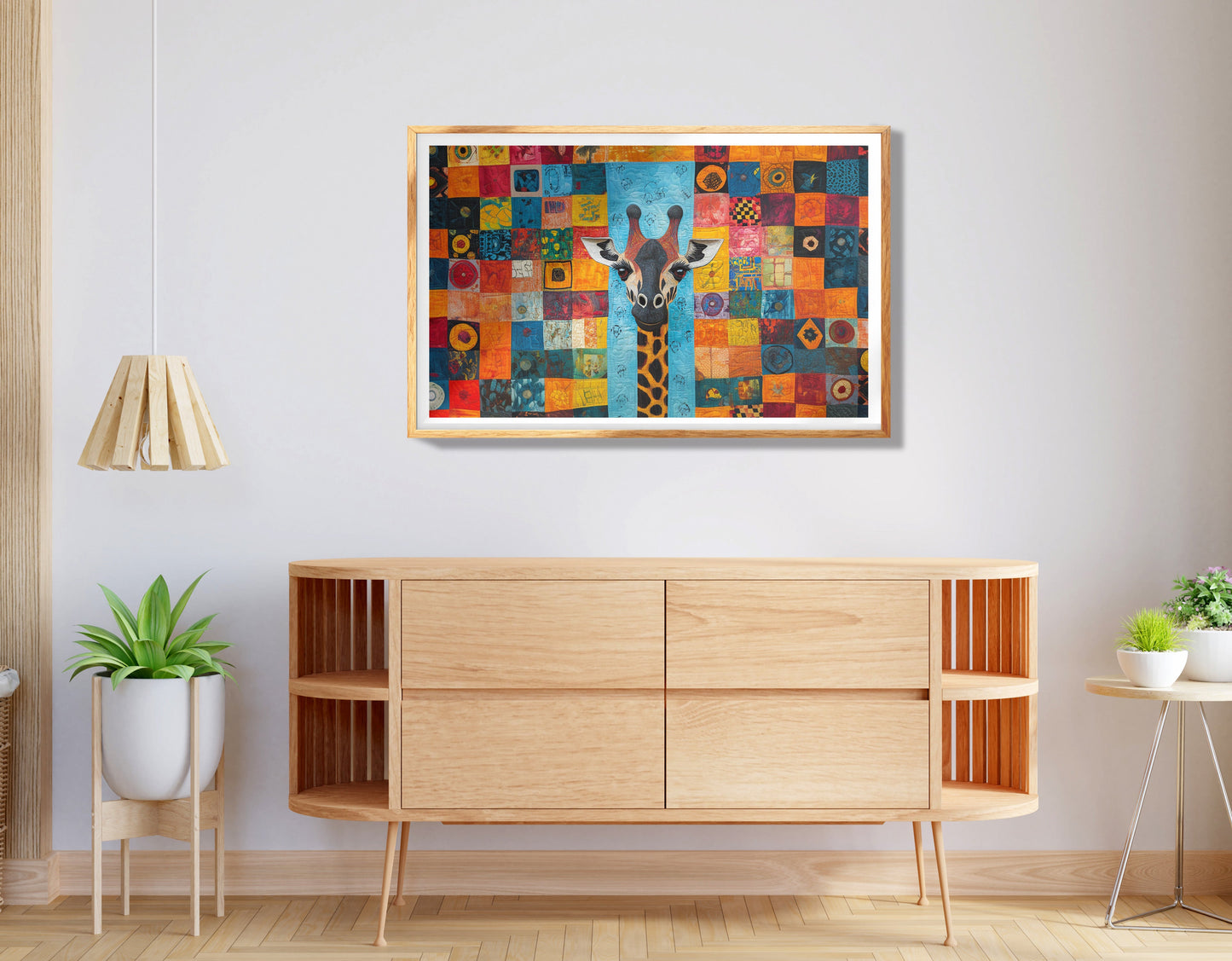 Patchwork Giraffe African American canvas print view 74