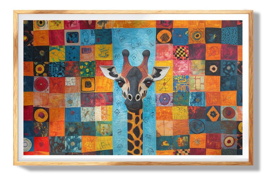 Patchwork Giraffe African American canvas print view 73