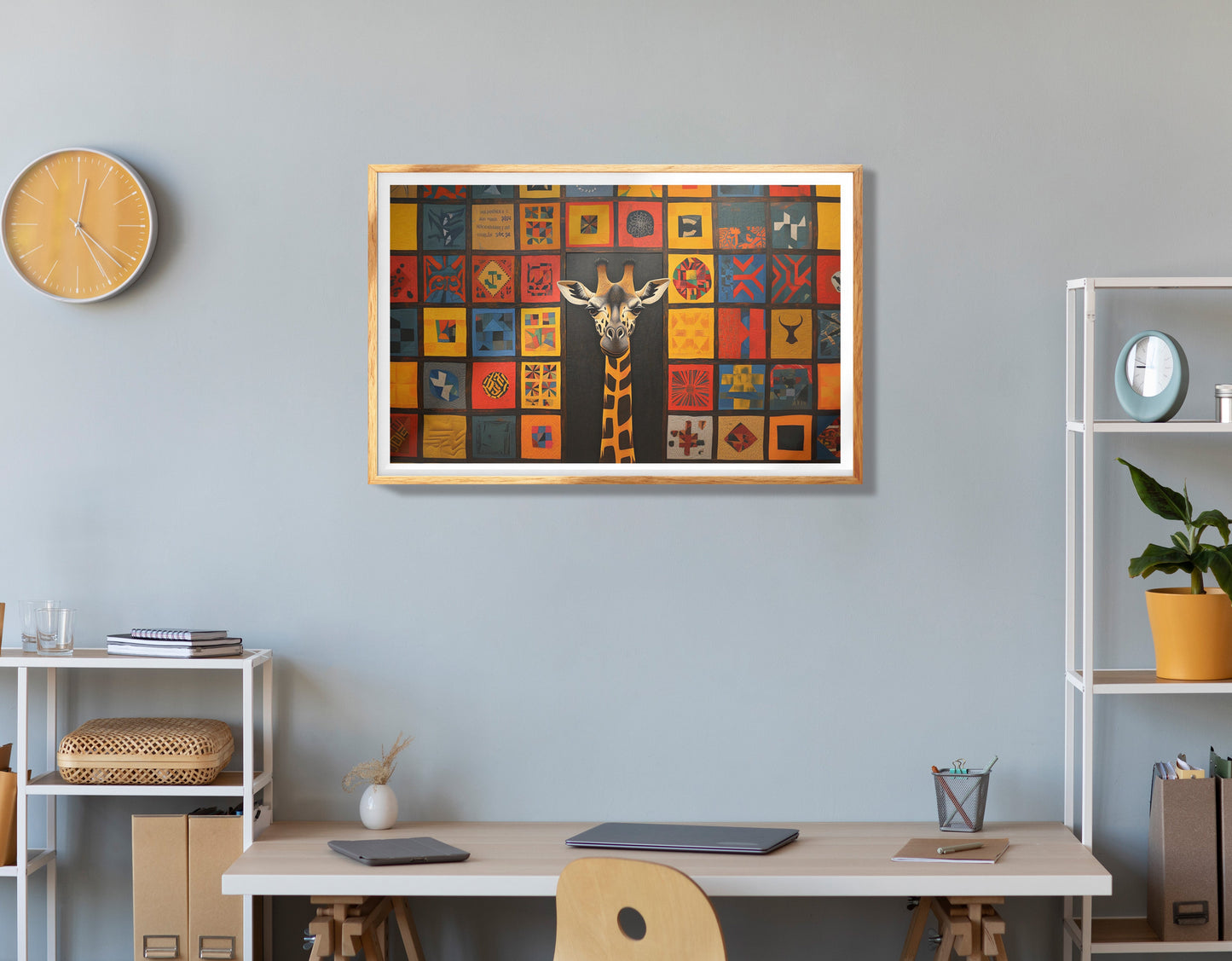 Moonlit Giraffe Mosaic African American canvas print view 78