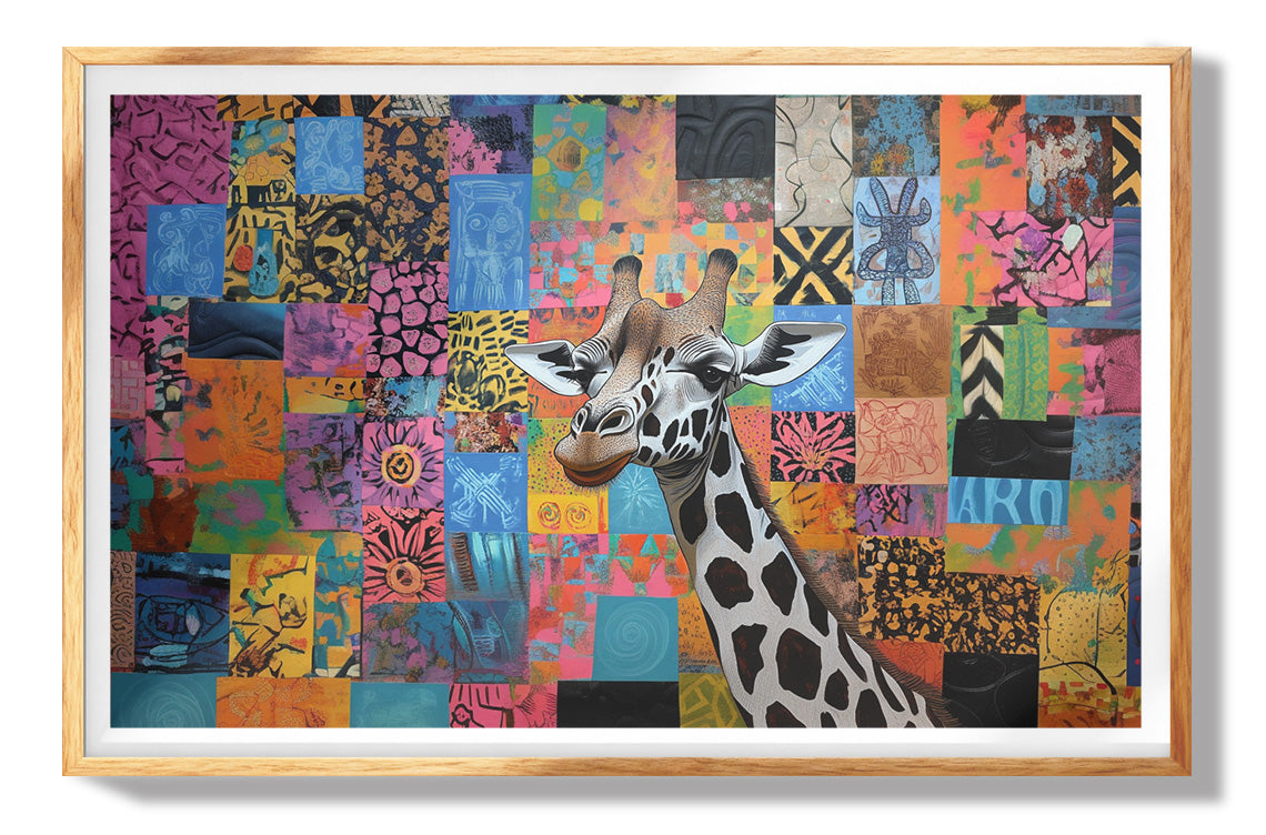 Red Patchwork Giraffe Black African American canvas print view 73