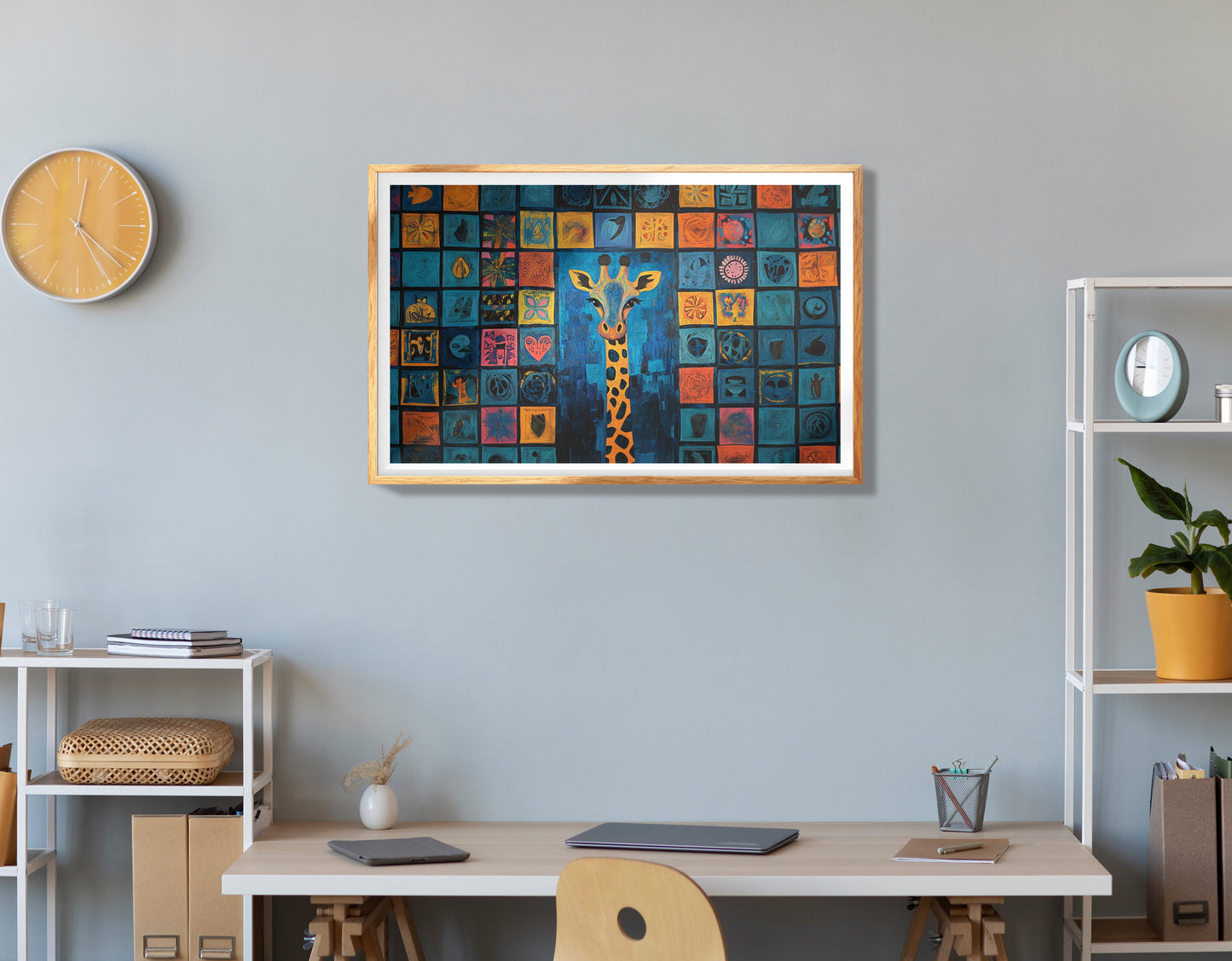 Colorful Patchwork Giraffe African American canvas print view 78