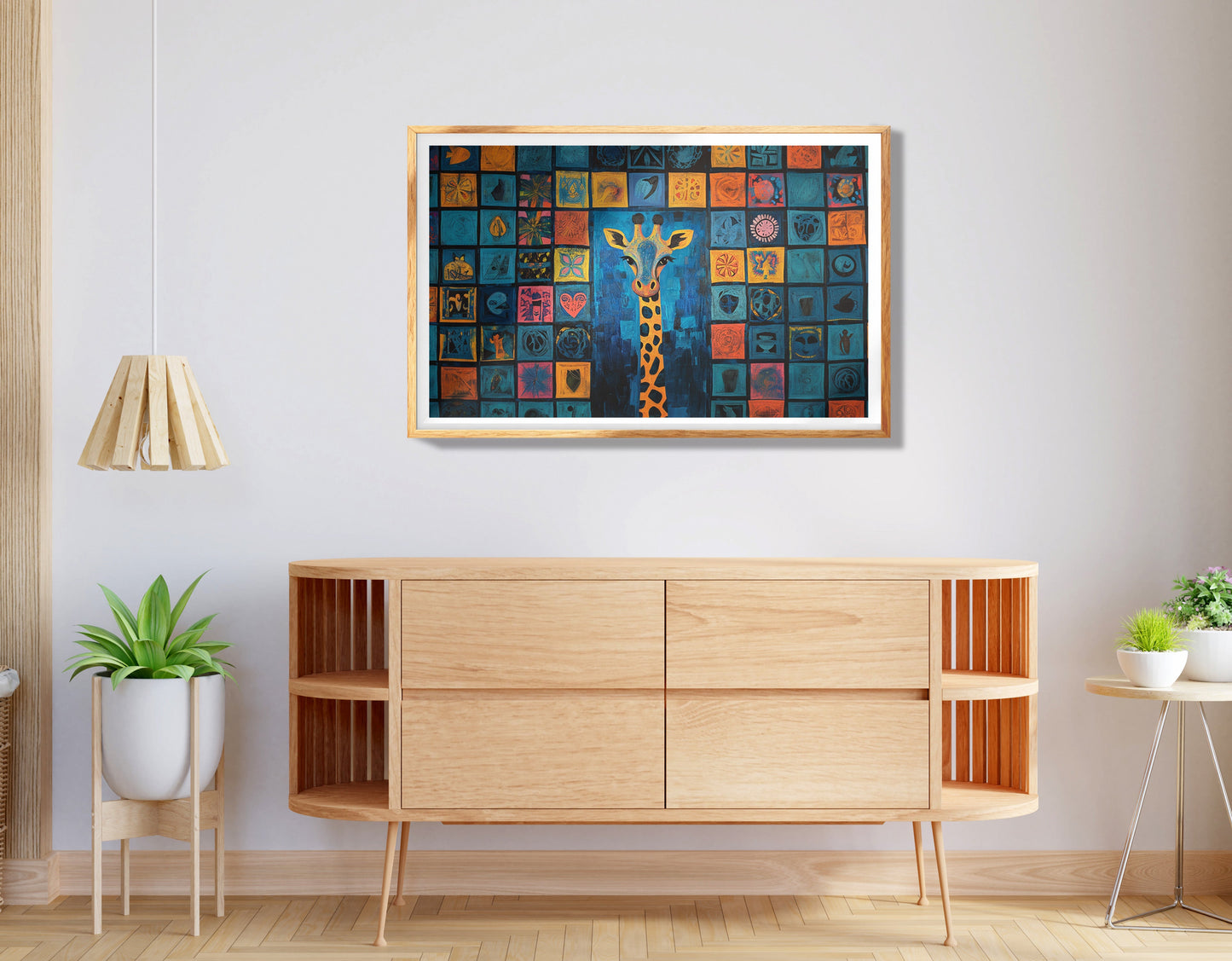 Colorful Patchwork Giraffe African American canvas print view 74
